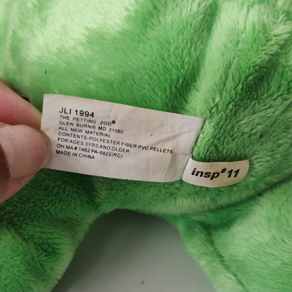 1994 Vintage The Petting Zoo Happy Birthday Green Frog Plush Stuffed Animal 19" - Picture 6 of 6